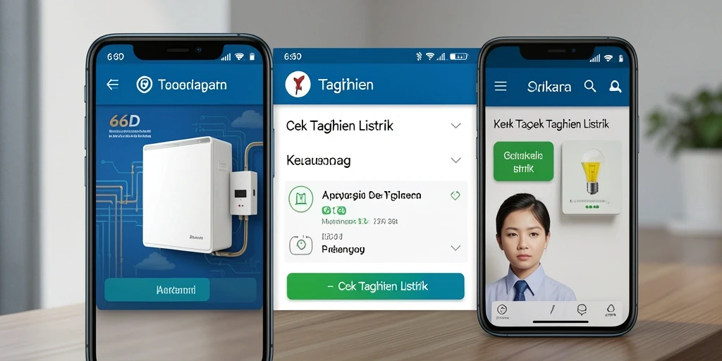 Antarmuka intuitif aplikasi 66D untuk cek tagihan listrik.