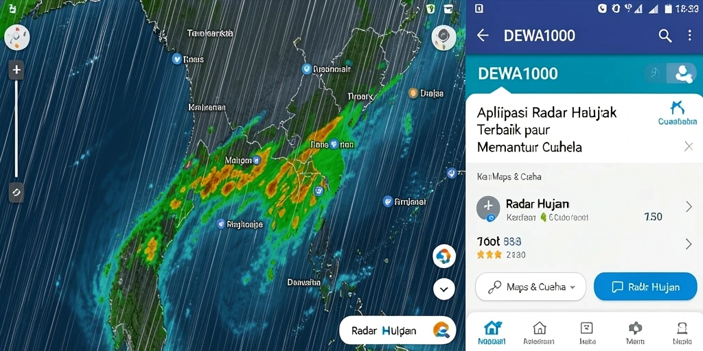 Antarmuka DEWA1000 menampilkan data radar hujan secara jelas dan informatif.