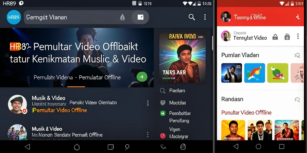 Tampilan antarmuka HR89 untuk pemutar video offline yang menarik.