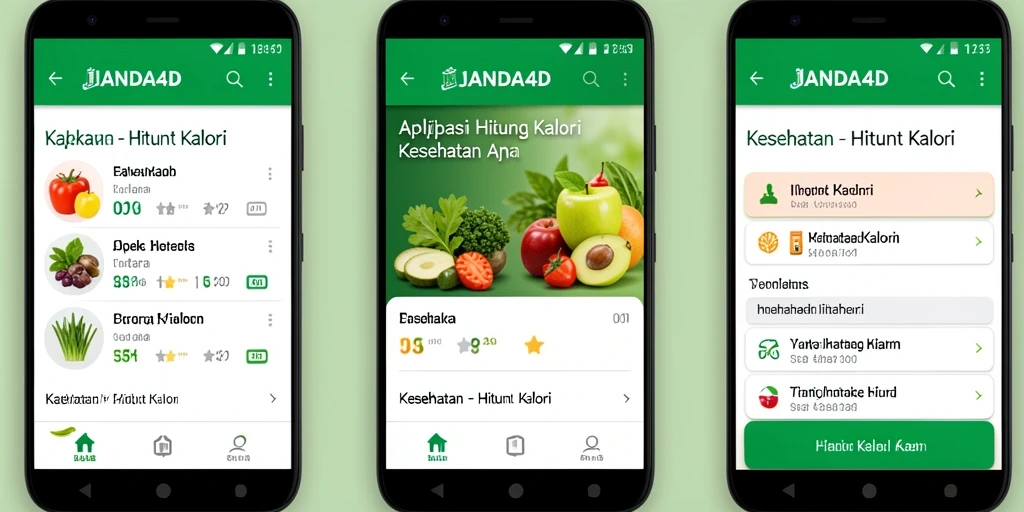 Antarmuka aplikasi JANDA4D menampilkan fitur hitung kalori dengan mudah.