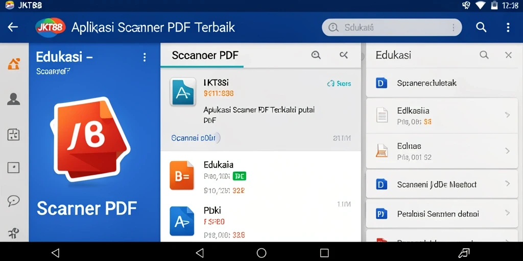 Antarmuka aplikasi JKT88 dengan fungsi pemindaian PDF yang mudah diakses.