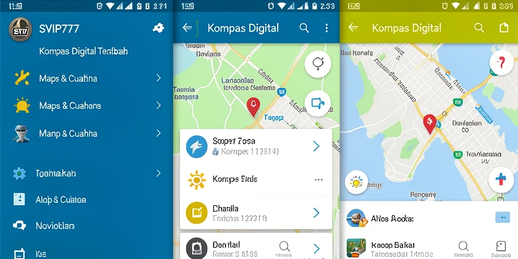 Antarmuka SVIP777 menampilkan kompas digital dengan fungsi navigasi yang jelas.