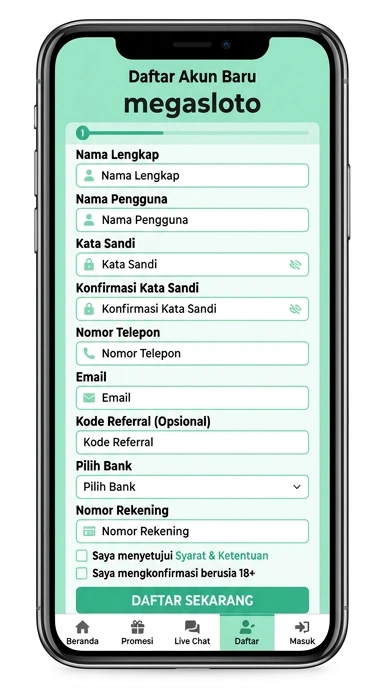 Daftar Akun Baru Megasloto untuk Pengguna Android